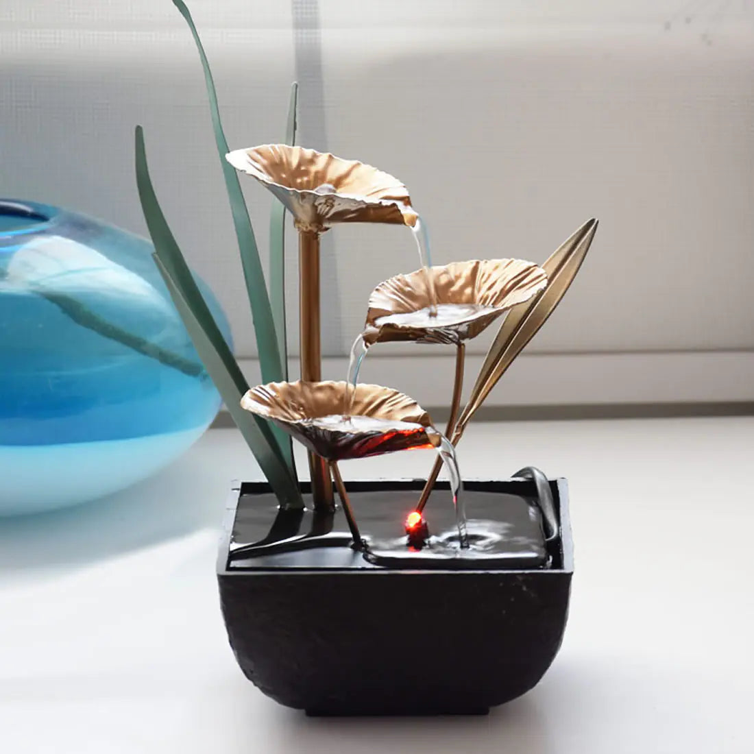 Home Decor Craft Hydrangea Fountain Water Wheel Piece